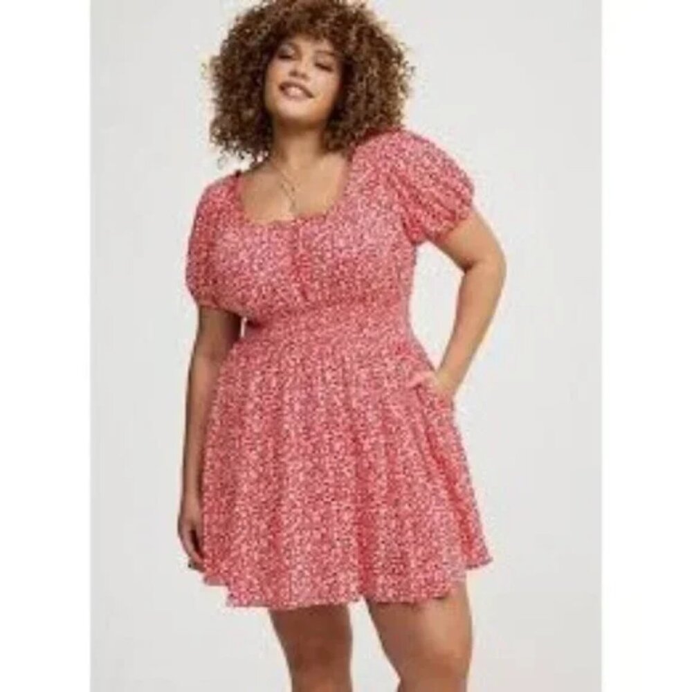 Torrid Crinkle Gauze Puff Sleeve Romper